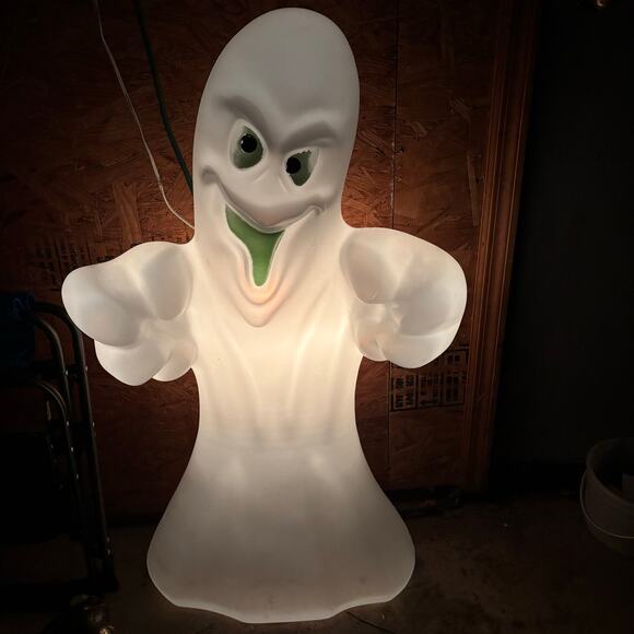 Vintage 36" Empire Green Ghost Halloween Blow Mold Yard Decor Tested and Working - Picture 1 of 4